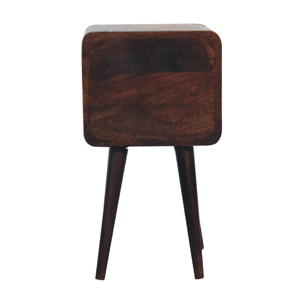 Solid Mango Wood Mini Light Walnut Curved Bedside - Image 9