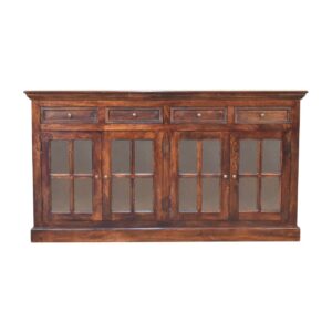 Solid Mango Wood Light Walnut Glazed Sideboard