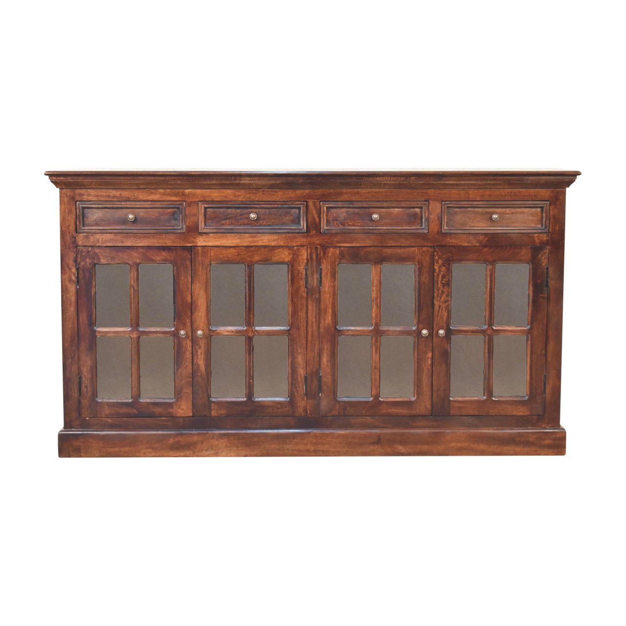 Solid Mango Wood Light Walnut Glazed Sideboard