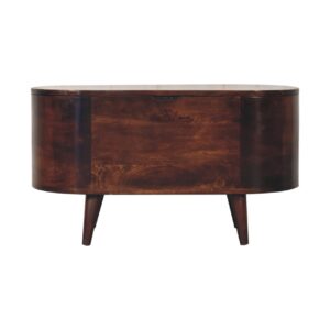 Solid Mango Wood Solid Chestnut Light Walnut Rounded Ottoman/Blanket Box