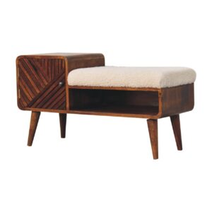 Solid Mango Wood Solid  Mango Wood Boucle Carved Chestnut Telephone Table