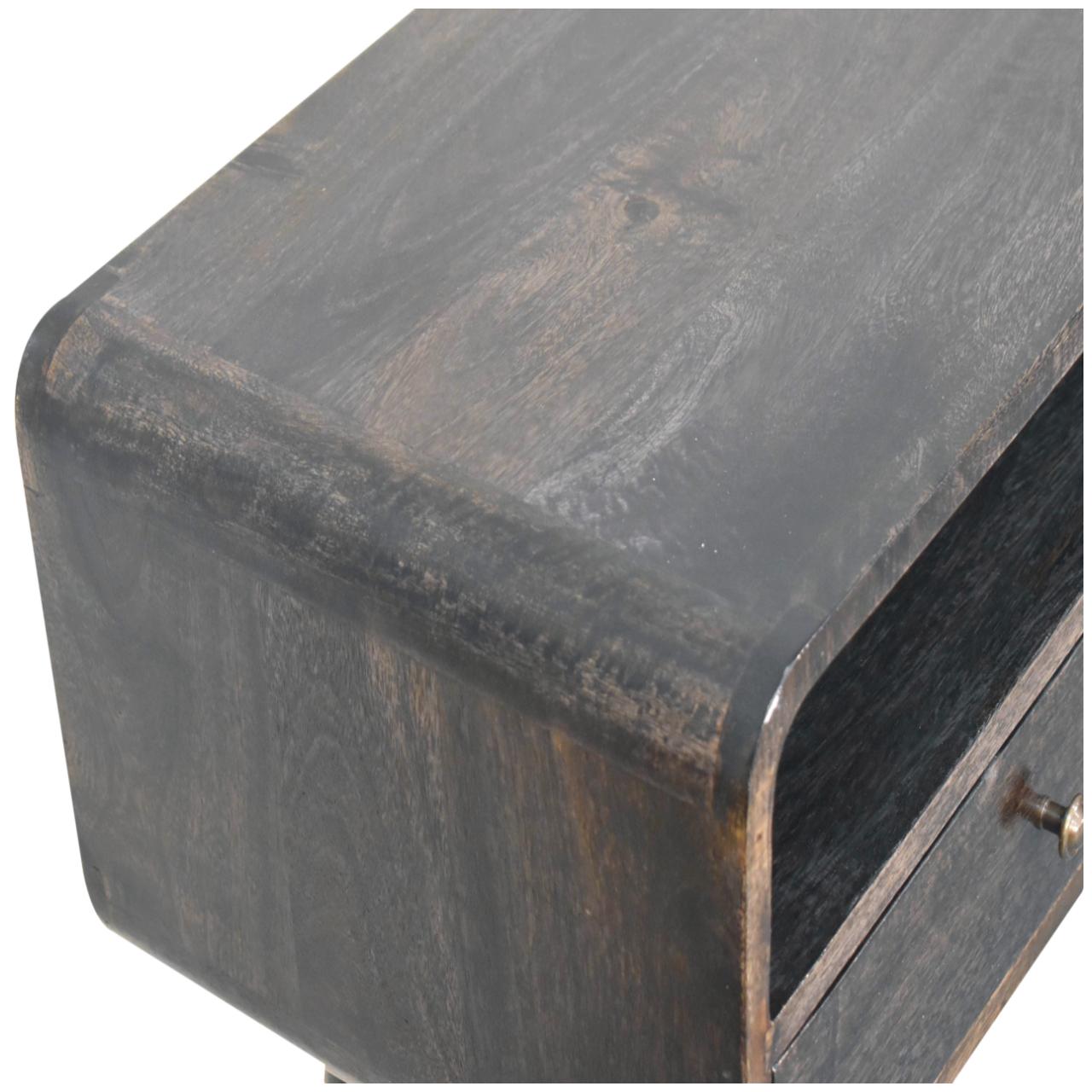 Solid Mango Wood Curved Ash Black Console Table - Image 5