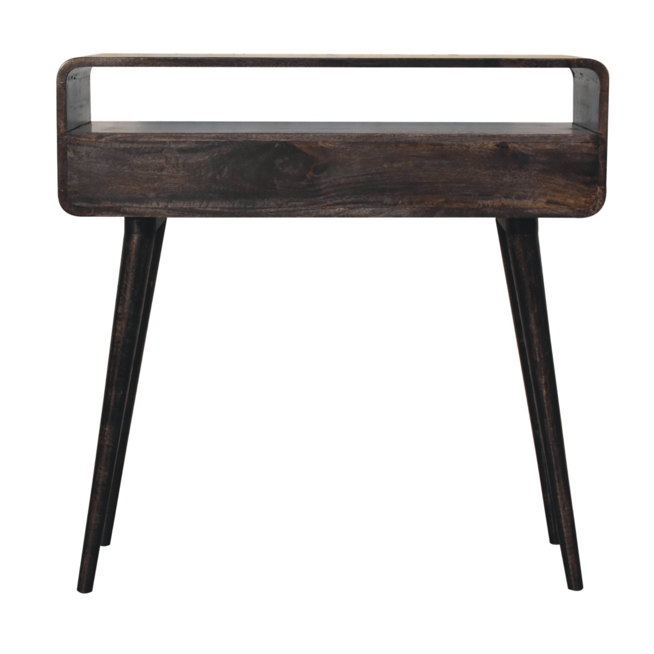 Solid Mango Wood Curved Ash Black Console Table - Image 9