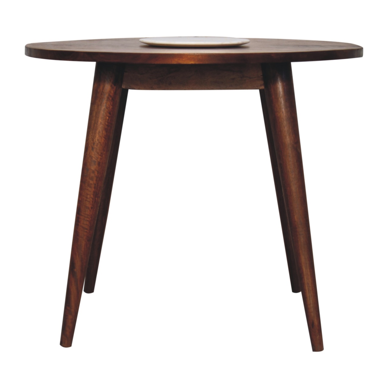 Solid Mango Wood Solid Chestnut Finished Scandinavian Mango Wood Small Dining Table (Plate not included)