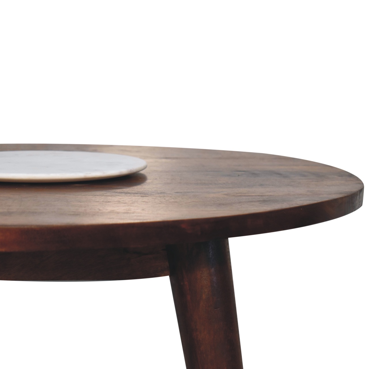 Solid Mango Wood Solid Chestnut Finished Scandinavian Mango Wood Small Dining Table (Plate not included) - Image 2