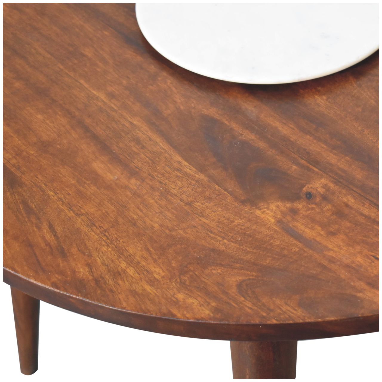 Solid Mango Wood Solid Chestnut Finished Scandinavian Mango Wood Small Dining Table (Plate not included) - Image 5