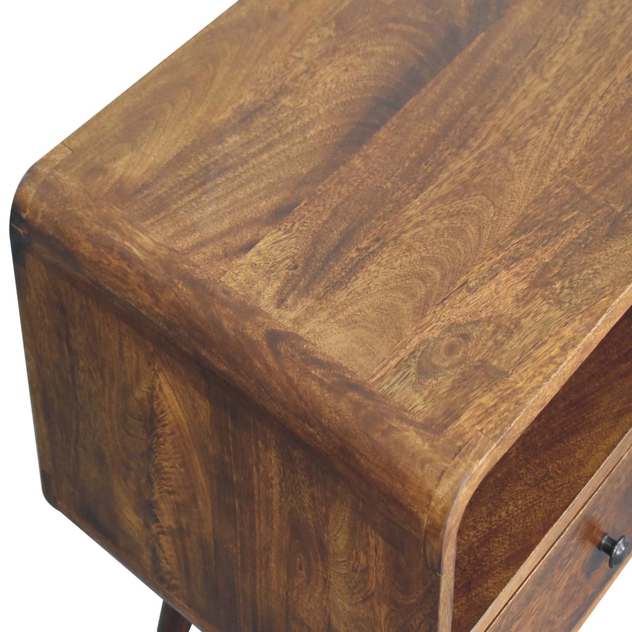 Solid Mango Wood Trio Curved Chestnut Media Unit - Image 5