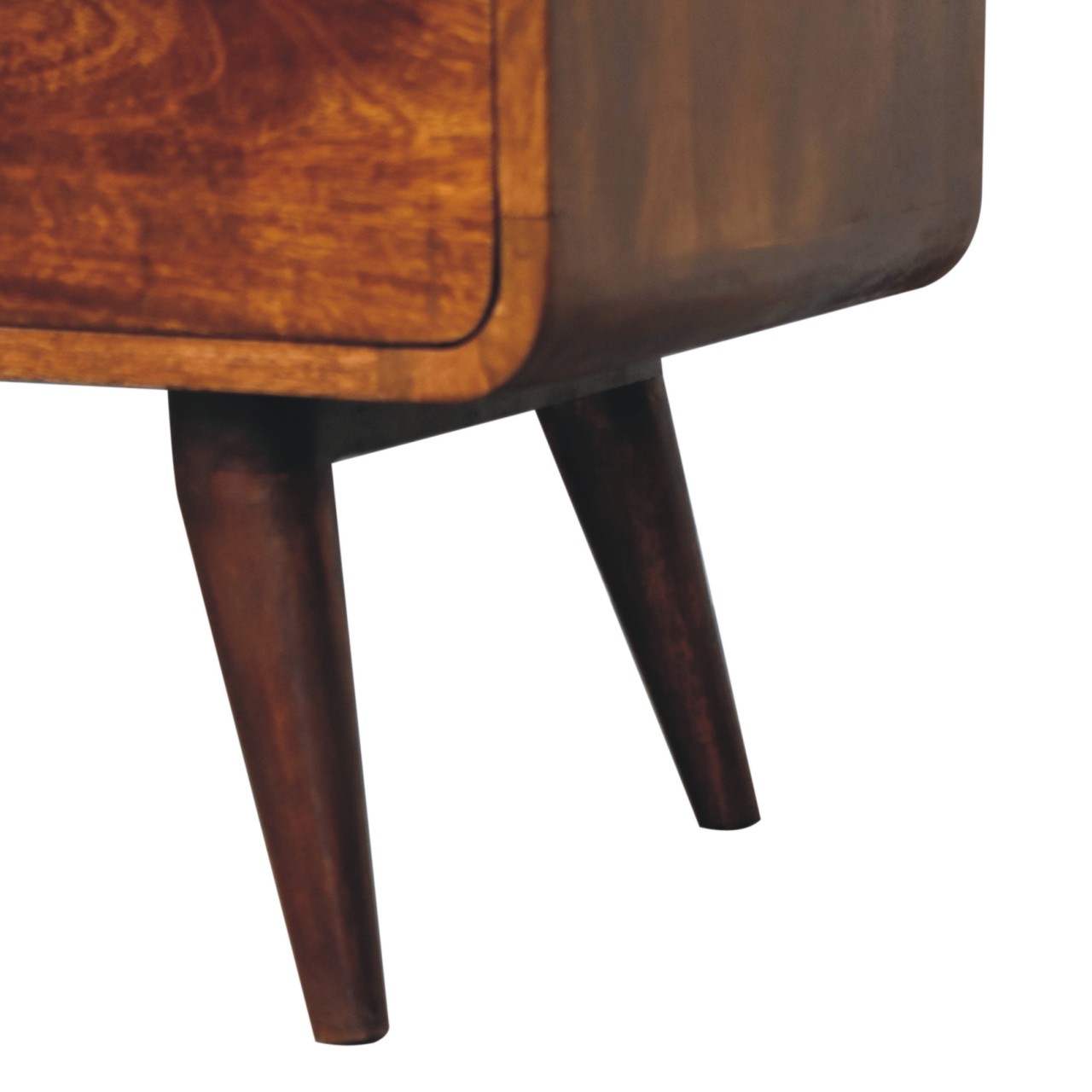 Solid Mango Wood Trio Curved Chestnut Media Unit - Image 7