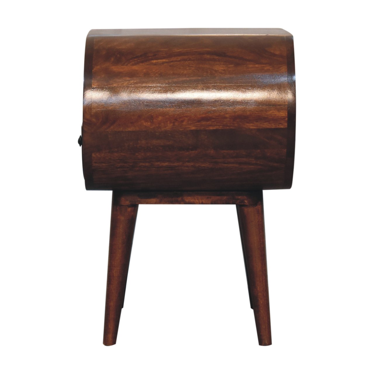 Solid Mango Wood Chestnut Finished 1 Drawer 1 Slot Large Rounded Open Bedside - Image 8