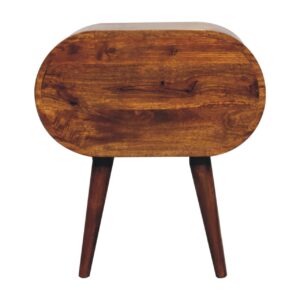 Solid Mango Wood Chestnut Finished 2 Drawer Large Rounded Bedside