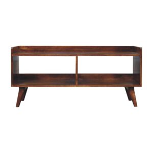 Solid Mango Wood Chestnut Finished Open Shelved Media Unit