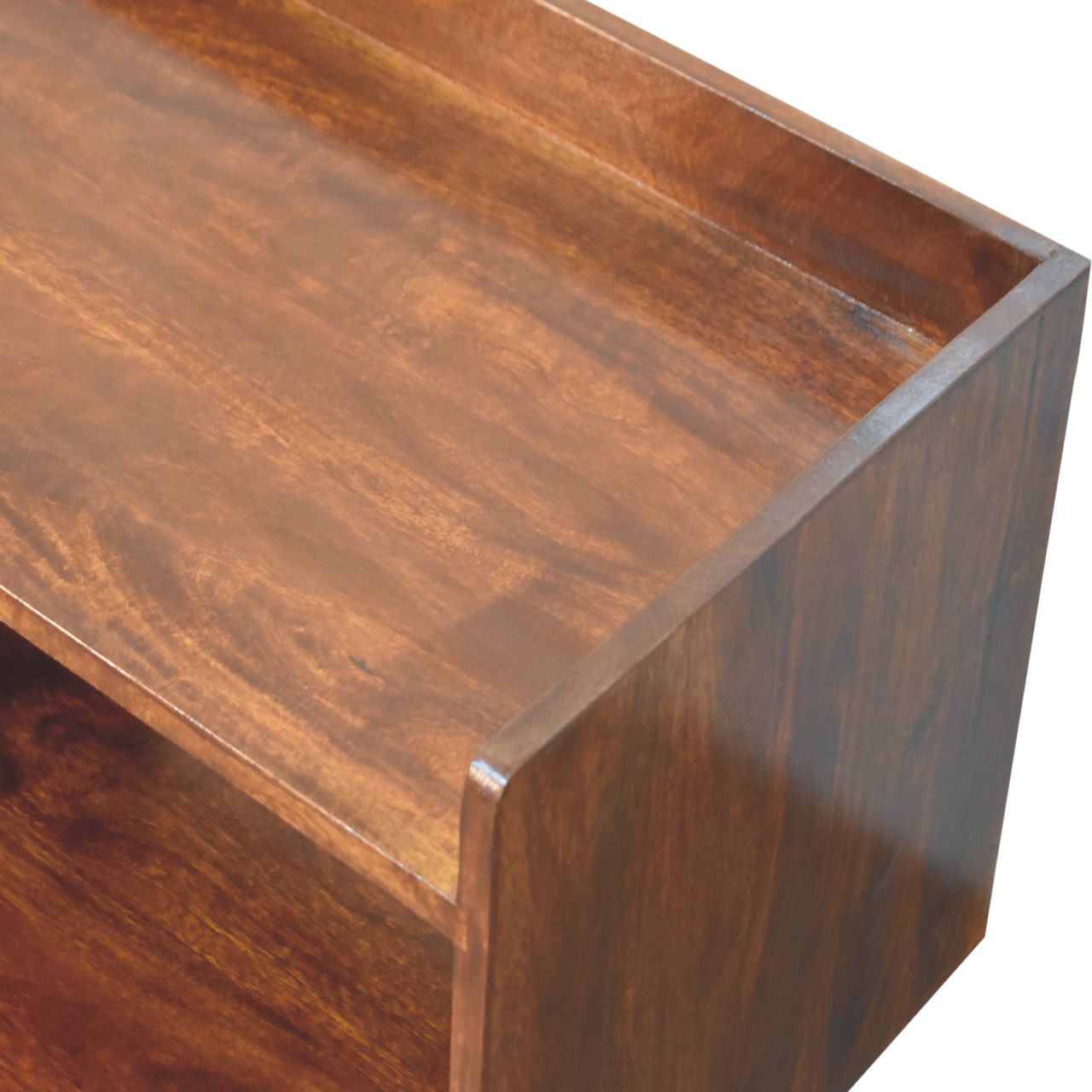 Solid Mango Wood Chestnut Finished Open Shelved Media Unit - Image 6