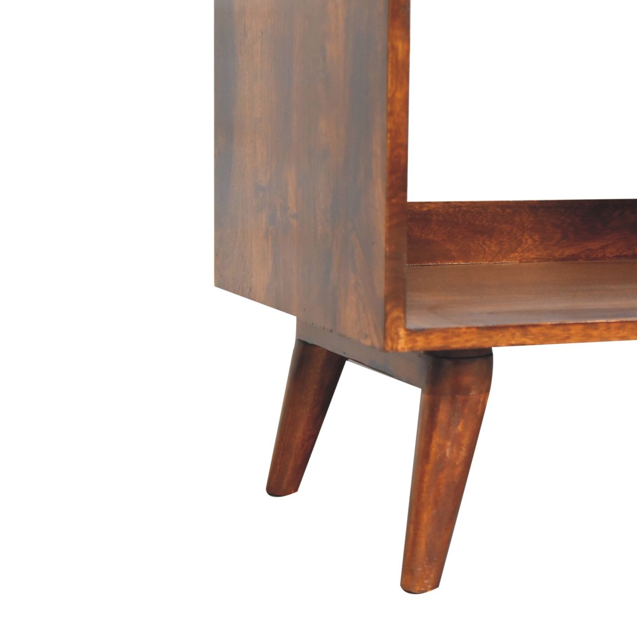 Solid Mango Wood Chestnut Finished Open Shelved Media Unit - Image 7