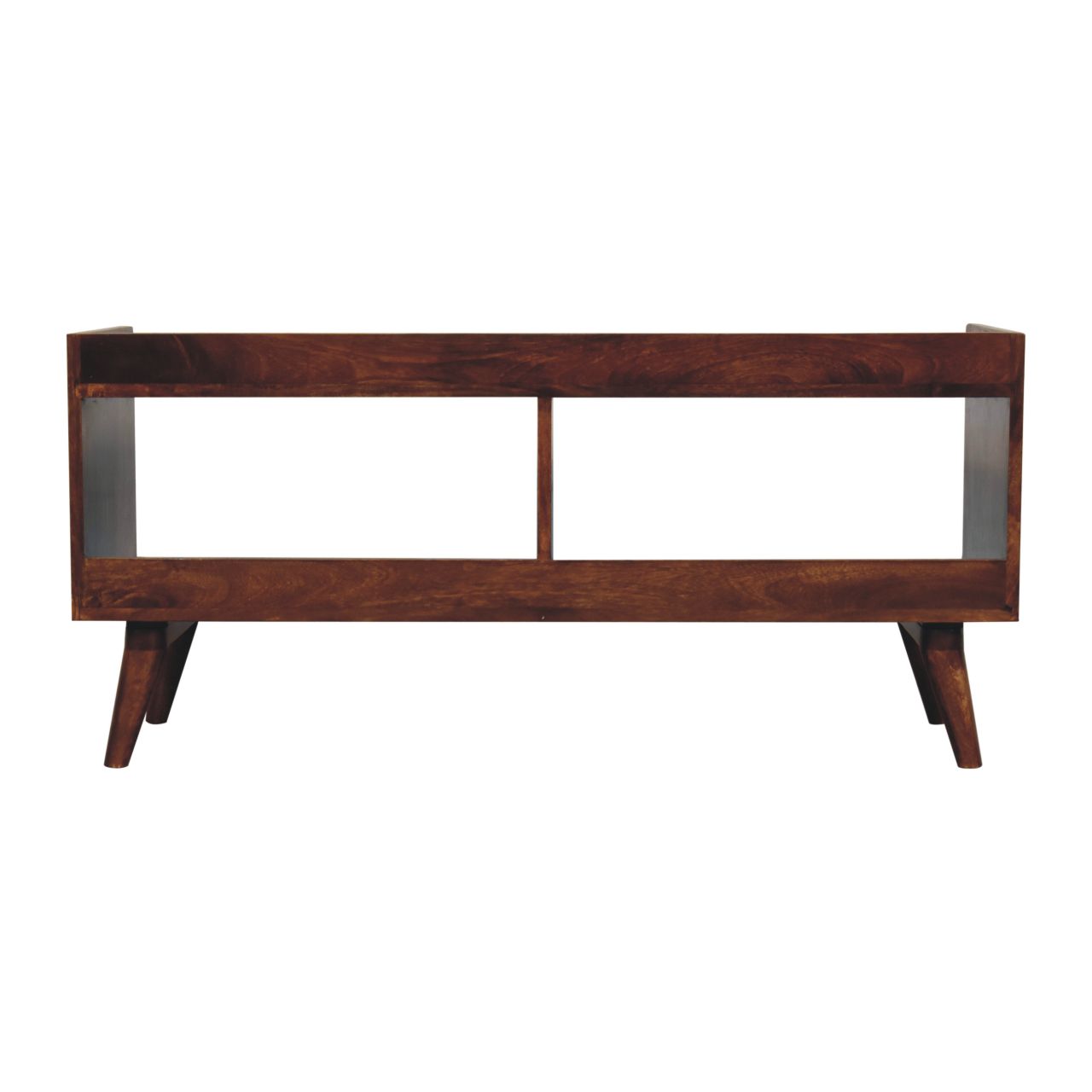 Solid Mango Wood Chestnut Finished Open Shelved Media Unit - Image 9