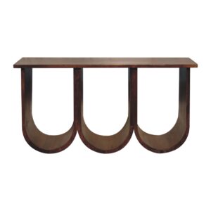 Solid Mango Wood Solid Chestnut Finished Mango Wood Open Triple Coffee Table