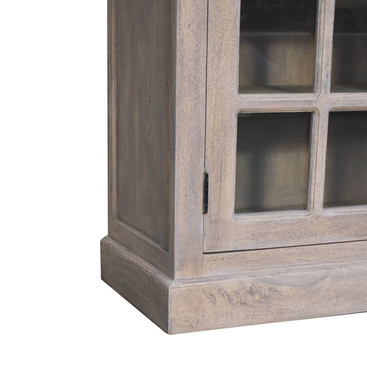 Solid Mango Wood Stone Wash Triple Glazed 3 Door Cabinet - Image 7