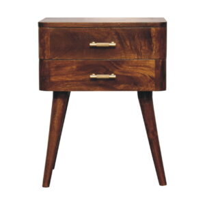 Solid Mango Wood Solid Chestnut Finished Mando Wood 2 Drawer Bedside