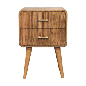 Solid Mango Wood Mango Wood T-bar Ridged Bedside