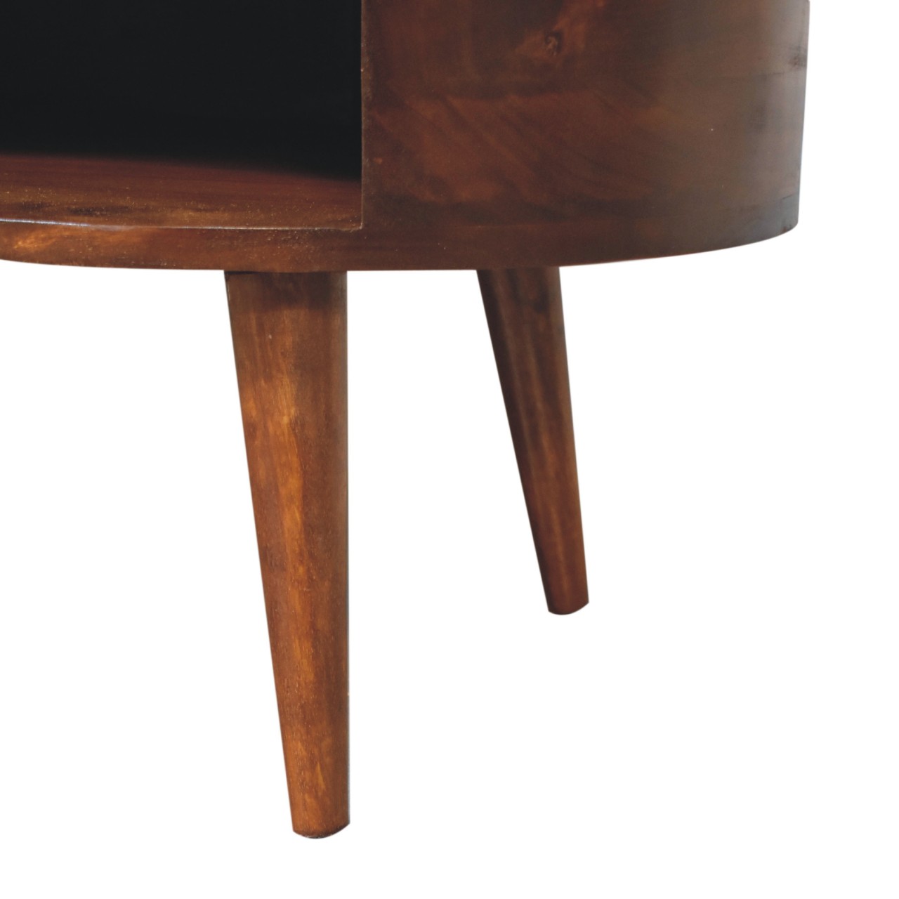 Solid Mango Wood Chestnut Finished Large Wave Shaped 1 Drawer 1 Slot Coffee Table - Image 7