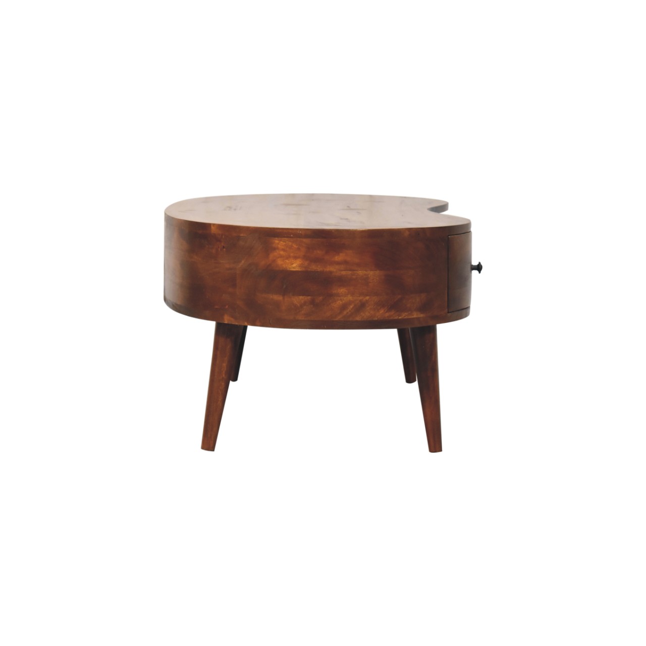 Solid Mango Wood Chestnut Finished Large Wave Shaped 1 Drawer 1 Slot Coffee Table - Image 8