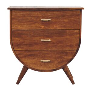 Solid Mango Wood Solid Chestnut Finished Mango Wood 3 Drawer Agra Chest of Drawers