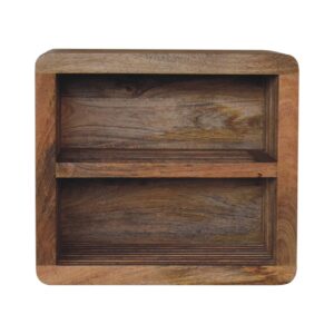 Solid Mango Wood Soba Double Shelf Wall Mounted Bedside