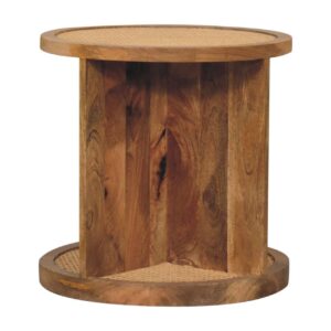 Solid Mango Wood Oak Finished Close-Knit Corner End Table