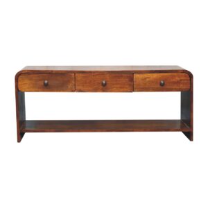 Solid Mango Wood Chestnut Finished 2 Drawer Aspen Slim Media Unit