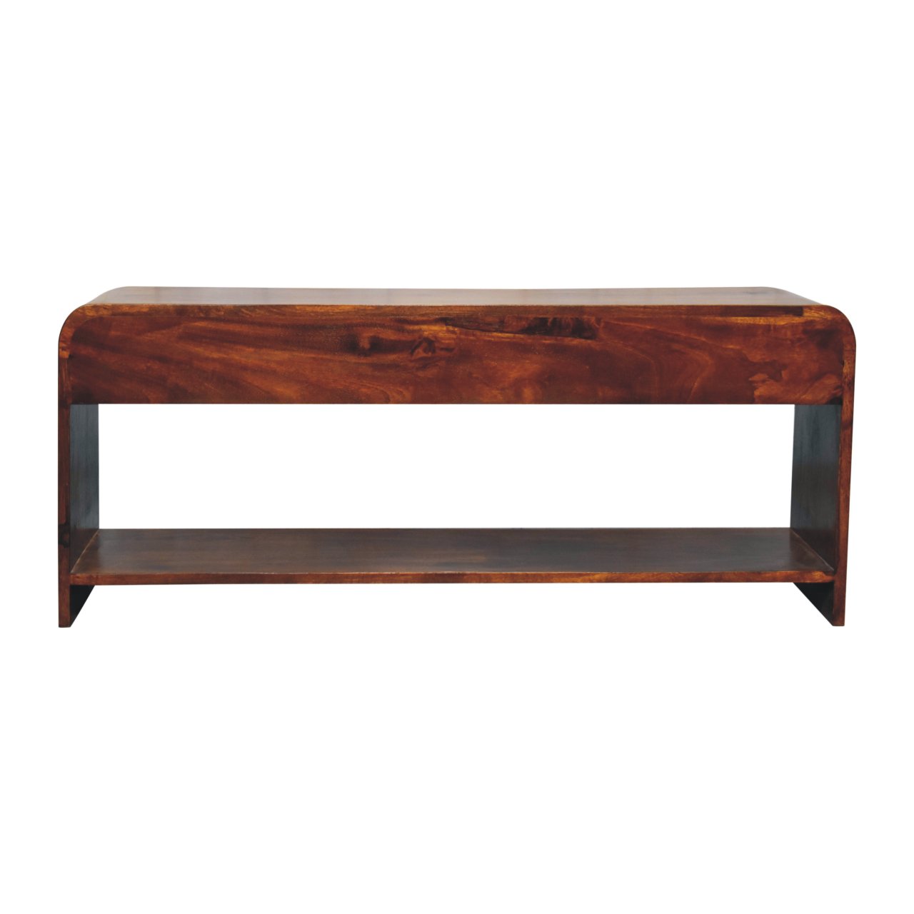 Solid Mango Wood Chestnut Finished 2 Drawer Aspen Slim Media Unit - Image 9