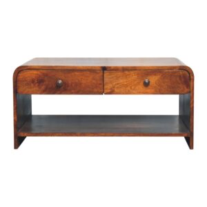 Solid Mango Wood Chestnut Finished 4 Drawer Aspen Slim Coffee Table