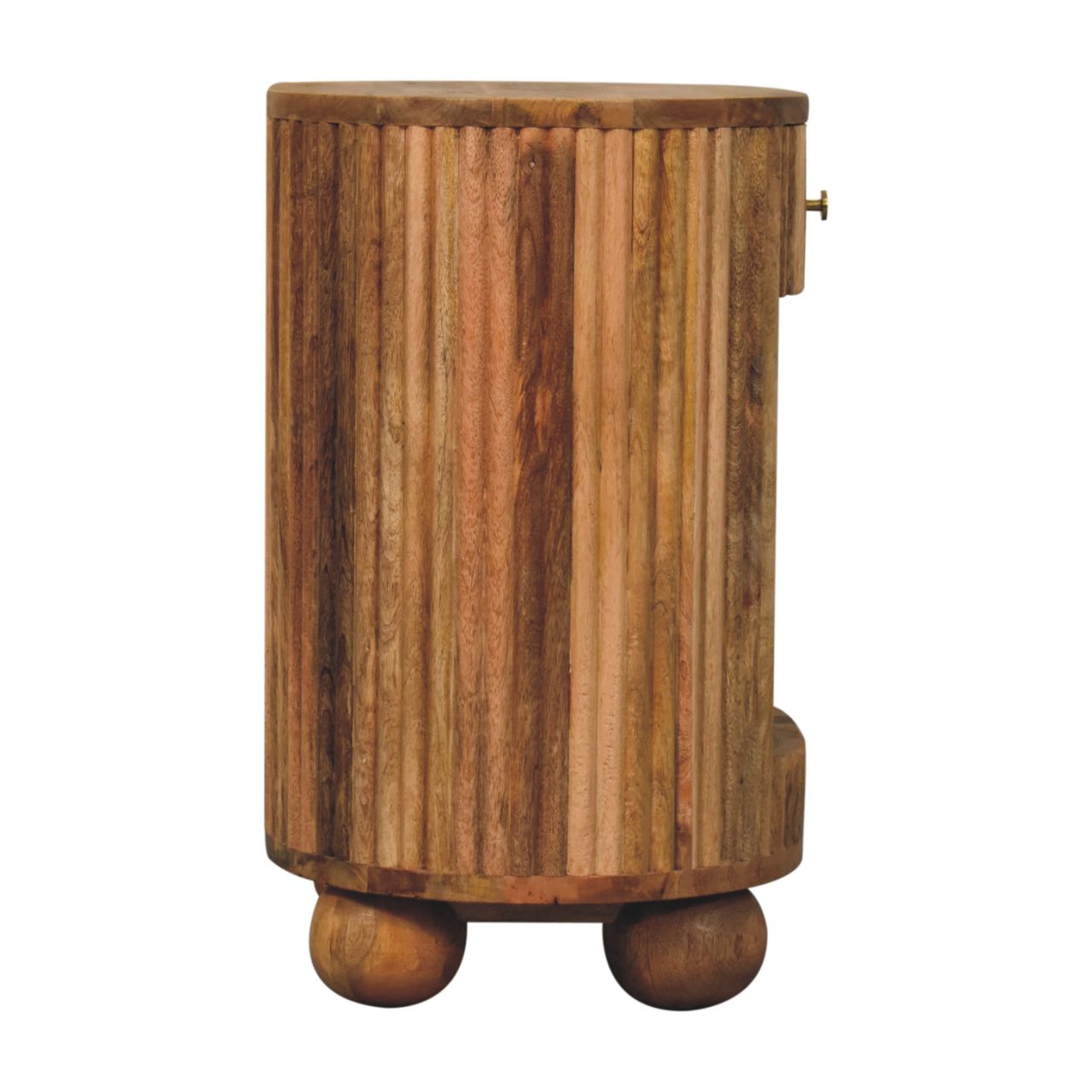 Solid Mango Wood Natural Finished 1 Drawer Soba Ball Slatted Open Slot Bedside - Image 8