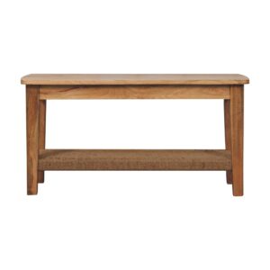 Solid Mango Wood Oak Finished Rope Wound Shelf Coffee Table