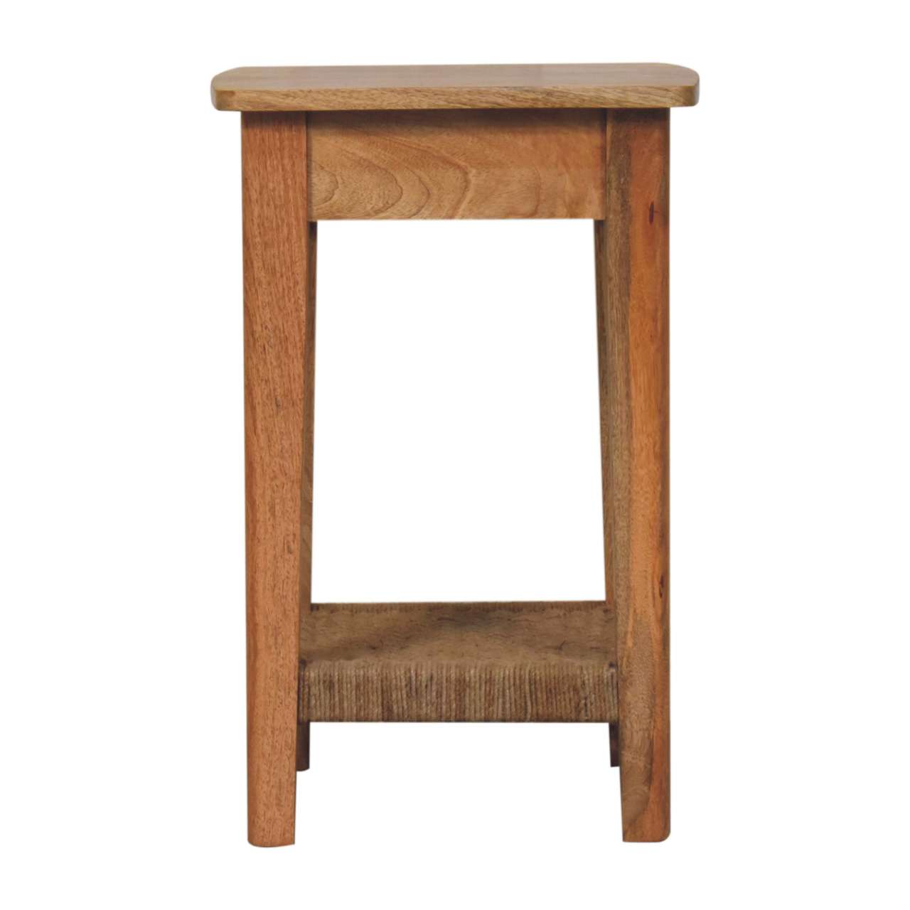 Solid Mango Wood Natural Finished Rope Wound Shelf End Table - Image 10