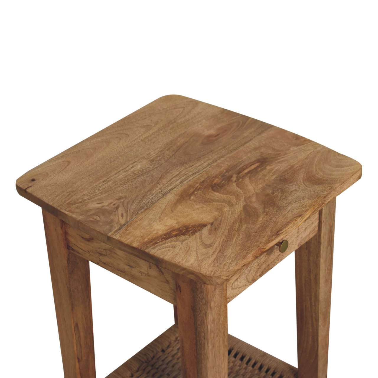 Solid Mango Wood Natural Finished Rope Wound Shelf End Table - Image 5
