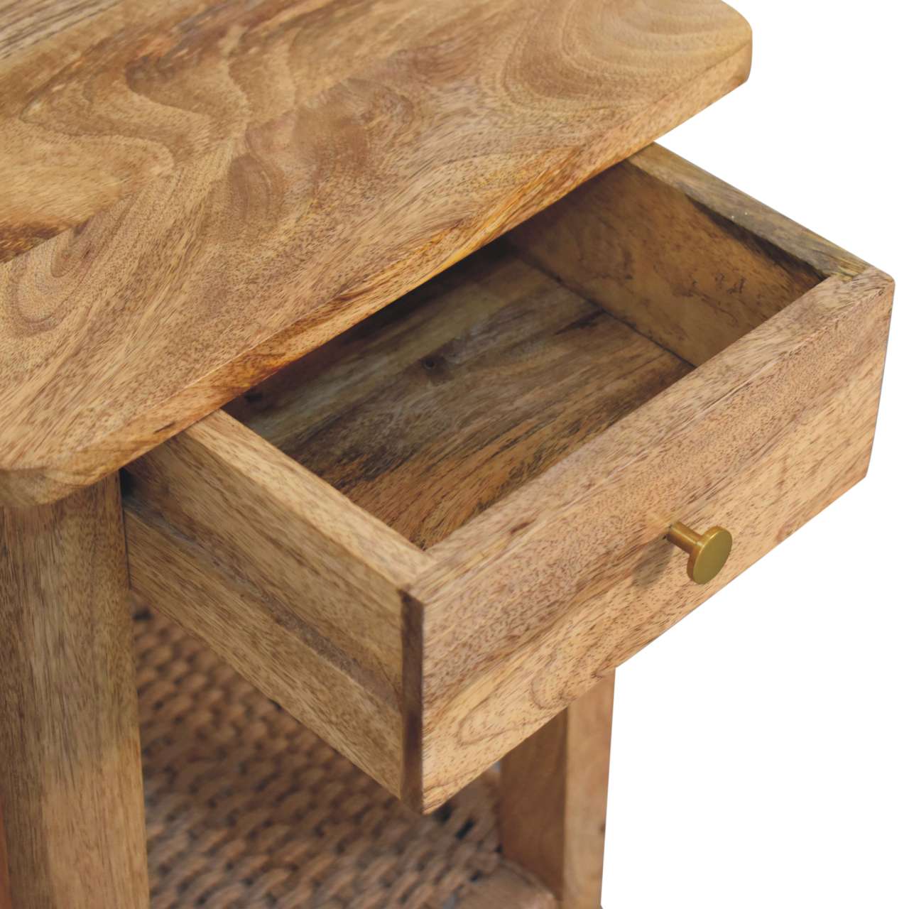Solid Mango Wood Natural Finished Rope Wound Shelf End Table - Image 6