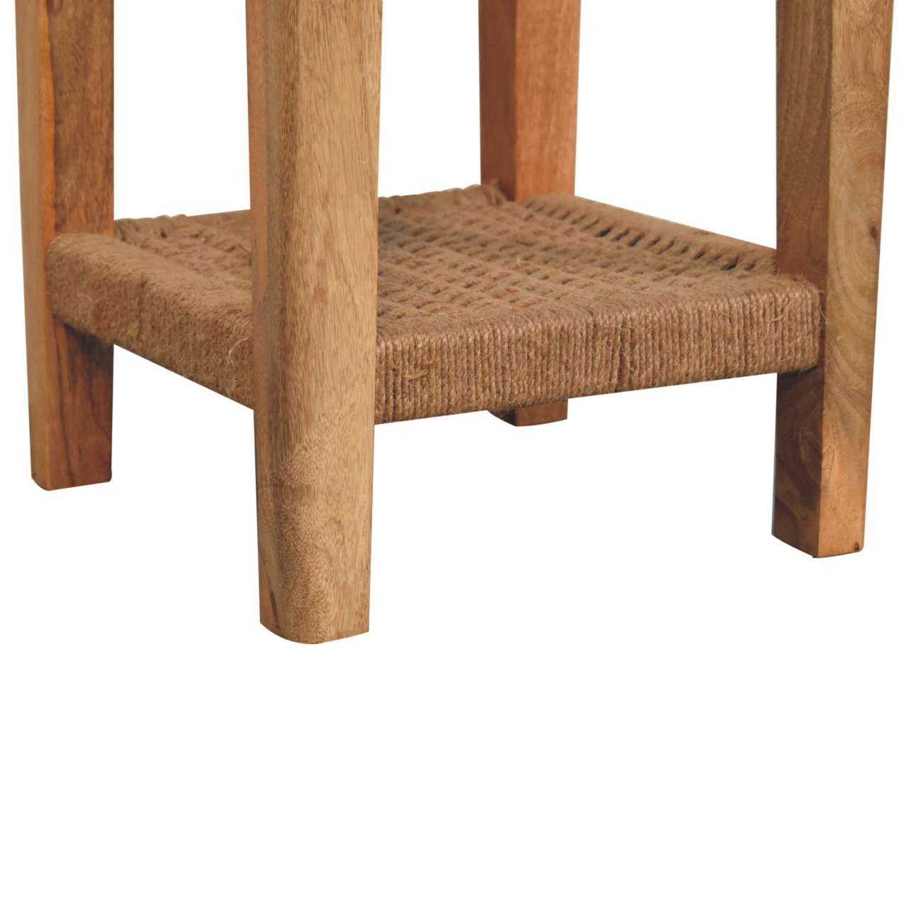Solid Mango Wood Natural Finished Rope Wound Shelf End Table - Image 8