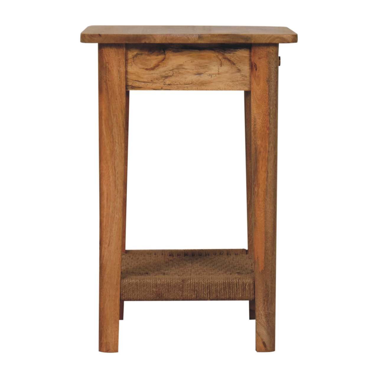 Solid Mango Wood Natural Finished Rope Wound Shelf End Table - Image 9