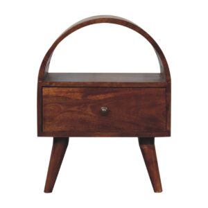 Solid Mango Wood Chestnut Finished1 Drawer Dome Bedside