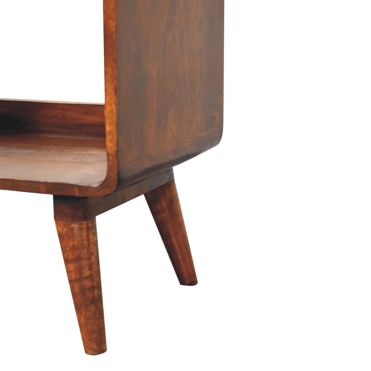 Solid Mango Wood Chestnut Finished Curved Double Slot Media Unit - Image 6
