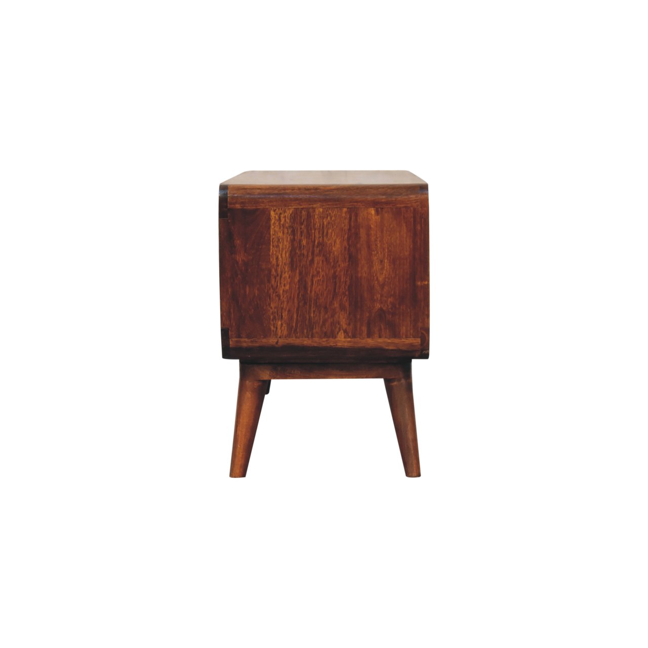 Solid Mango Wood Chestnut Finished Curved Double Slot Media Unit - Image 7