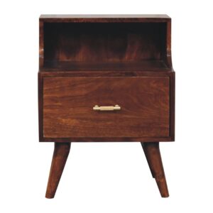 Solid Mango Wood T-bar Raised Back Bedside