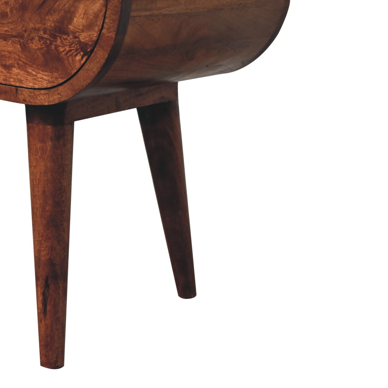 Solid Mango Wood Honey Caramel Circular Bedside with Open Slot - Image 6