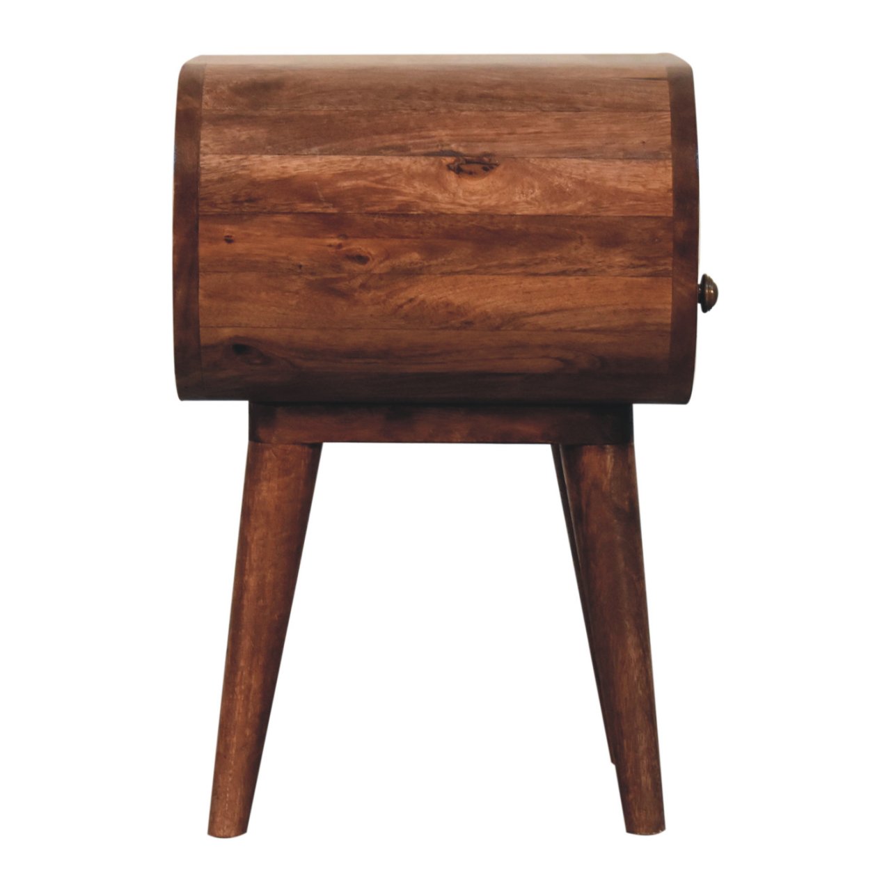 Solid Mango Wood Honey Caramel Circular Bedside with Open Slot - Image 7