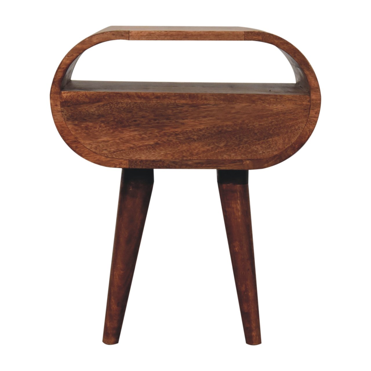 Solid Mango Wood Honey Caramel Circular Bedside with Open Slot - Image 8