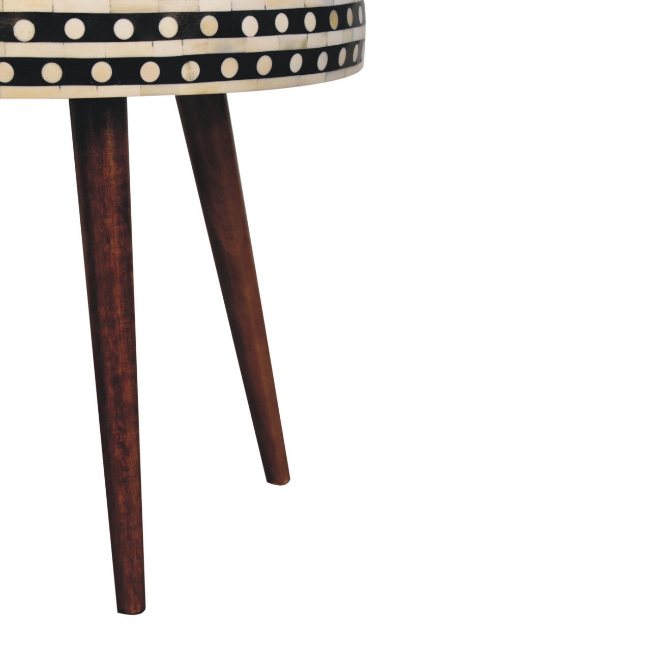 Solid Mango Wood Honey Caramel Small Patterned Nordic Style End Table - Image 6