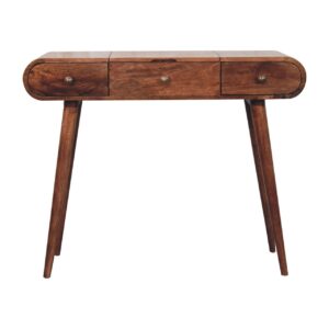 Solid Mango Wood Honey Caramel Finished Round Dressing Table