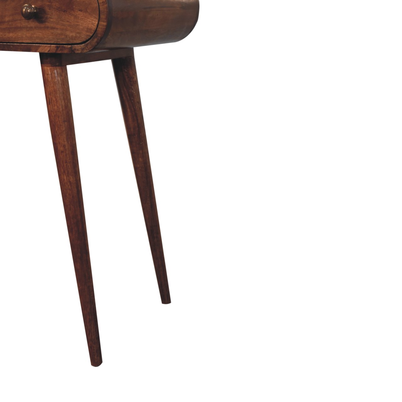 Solid Mango Wood Honey Caramel Finished Round Dressing Table - Image 8