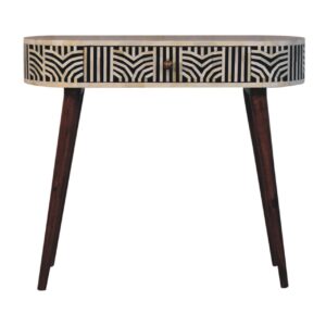Solid Mango Wood Honey Caramel Finish Edessa Bone Inlay 1 Drawer Console Table