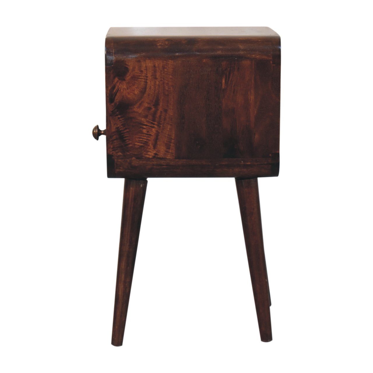 Solid Mango Wood Mini California Walnut Curved Bedside with Open Slot - Image 8