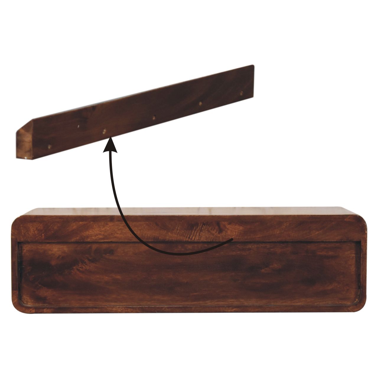 Solid Mango Wood California Walnut Finished 2 Drawer Floating Open Console - Image 9